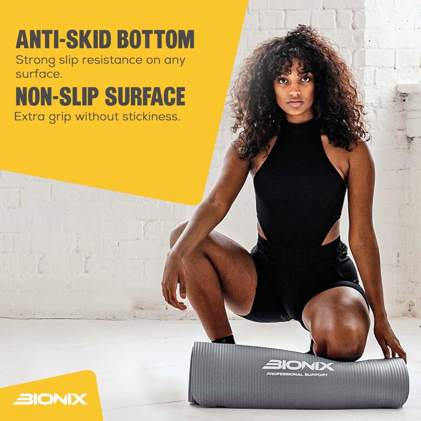 Yoga Mat Thick 10Mm Non Slip Gym Exercise Fitness Pilates Carry Strap NBR 183X62