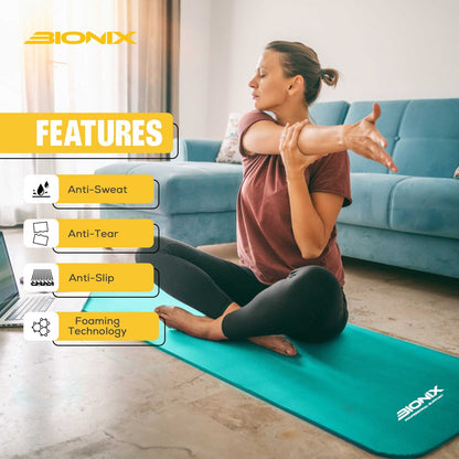 Yoga Mat Thick 10Mm Non Slip Gym Exercise Fitness Pilates Carry Strap NBR 183X62